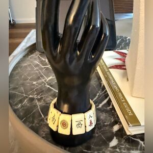Vintage Bakelite Mahjong Tile Stretch Bracelet.